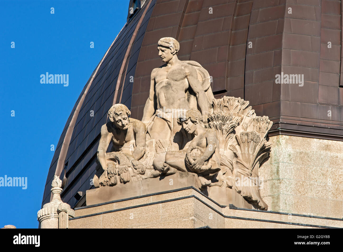 Gargoyles on top of Manitoba Legislature Winnipeg Manitoba Canada Stock Photo