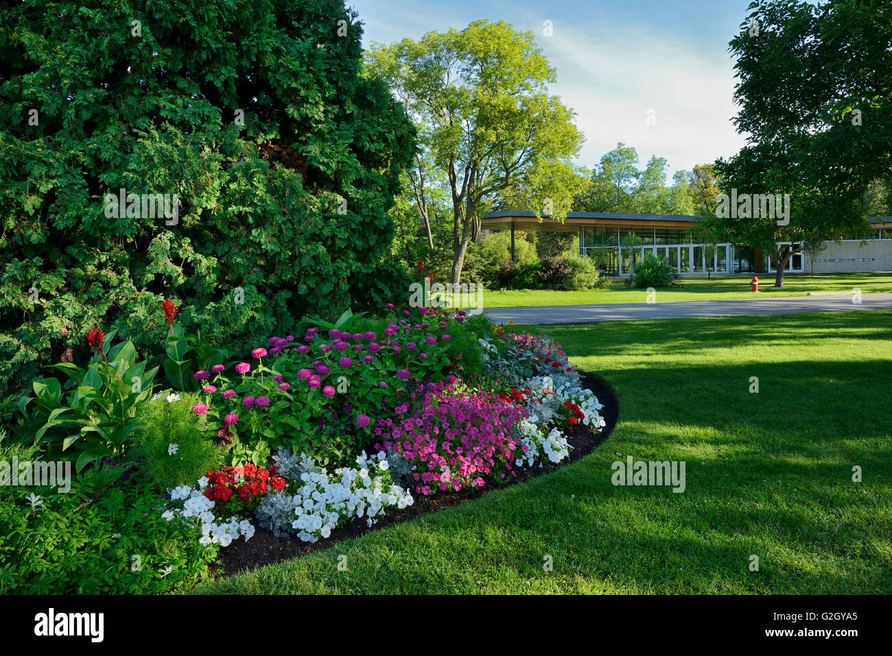 Flower gardens at St. Vital Park Winnipeg Manitoba Canada Stock Photo
