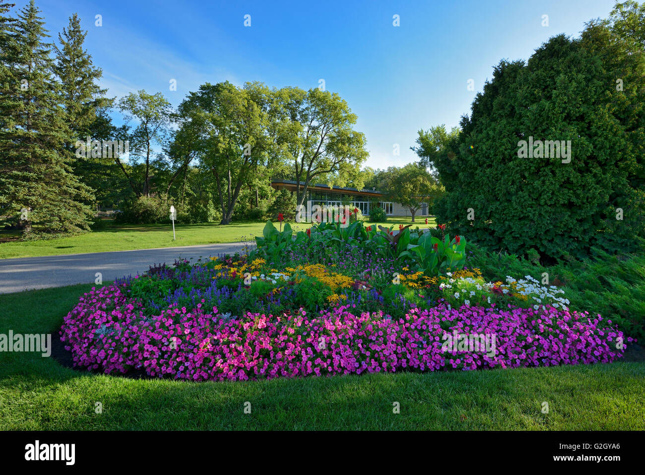 Flower gardens at St. Vital Park Winnipeg Manitoba Canada Stock Photo