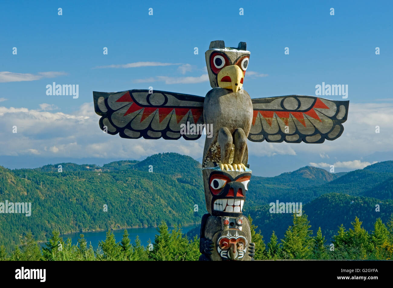 totem pole Malahat Drive on Vancouver Island British Columbia Canada