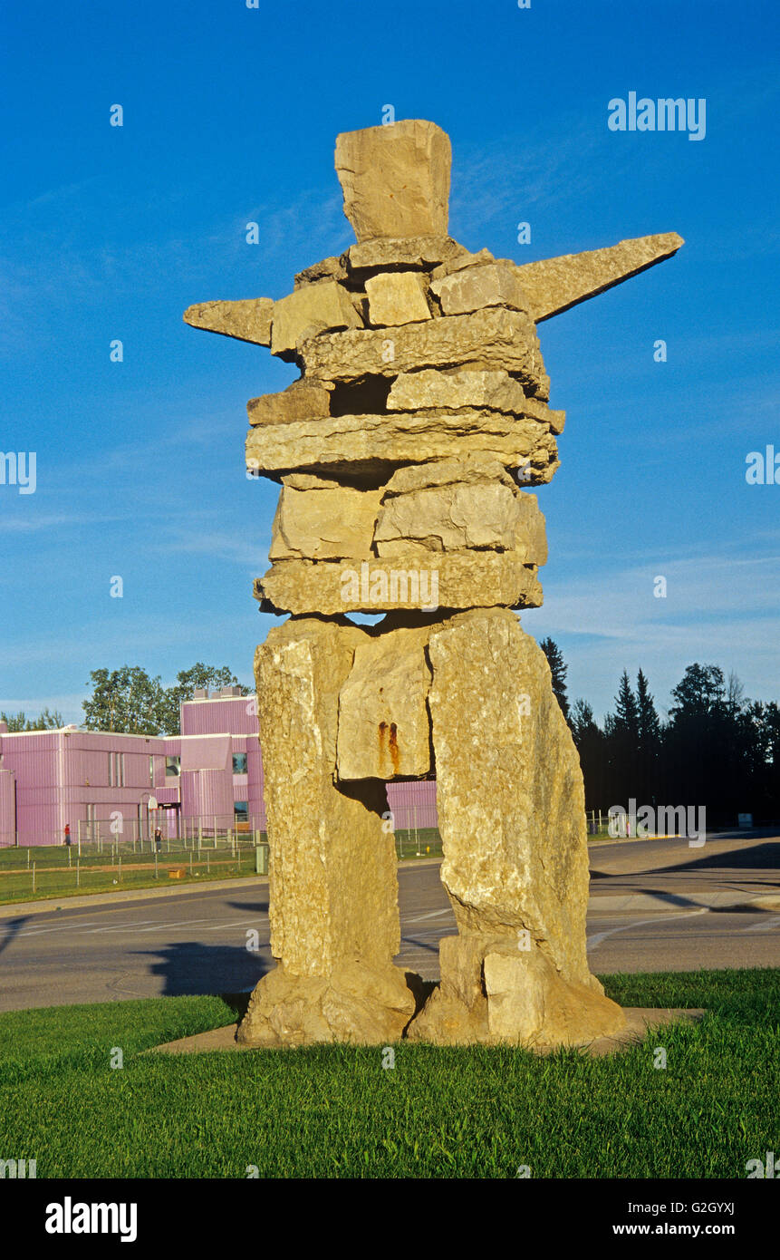 Inukshuk in the village Hay River Northwest Territories Canada Stock