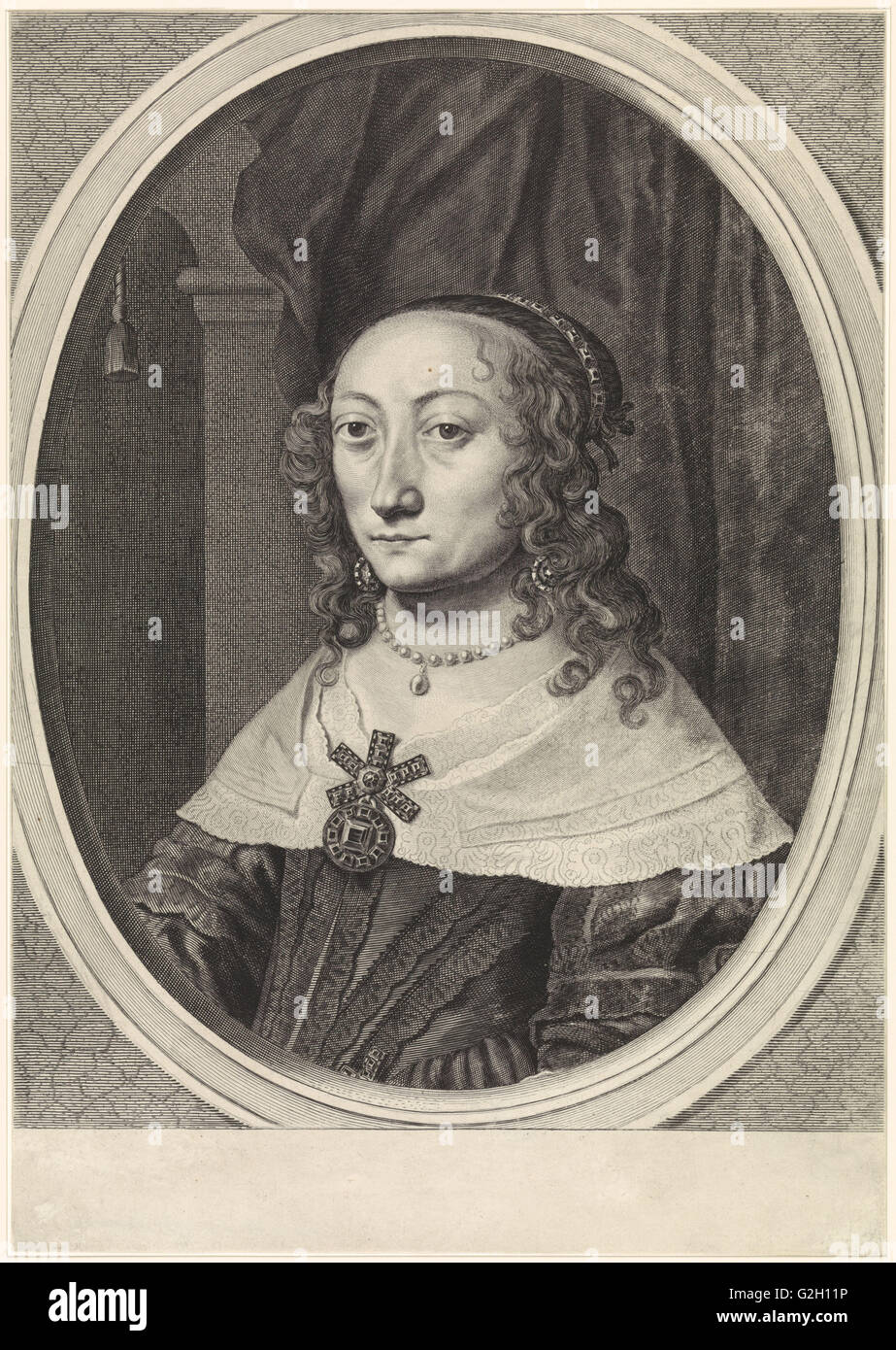 Portrait of Catherina Charlotta, Countess Palatine of Palatinate-Neuburg, Theodor Matham, Johannes Spilberg II, c. 1635 - 1653 Stock Photo