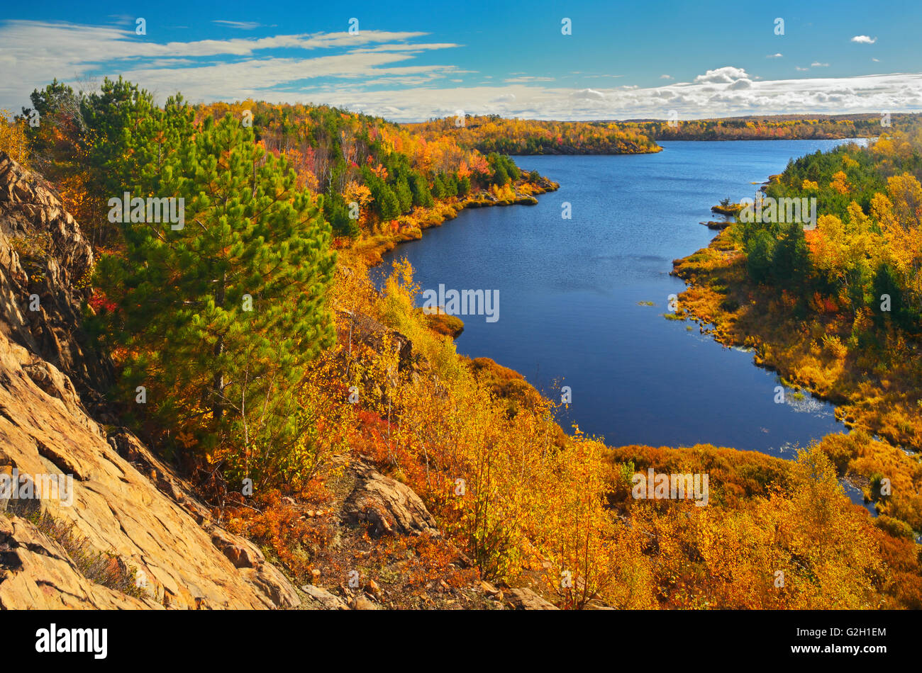 Lake Laurentian veiwed from the top of the 'red trail'.  Sudbury Ontario Canada Stock Photo