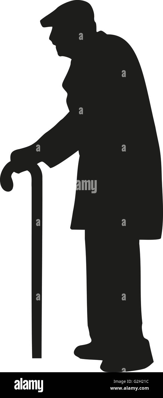 Old Man With Cane Silhouette
