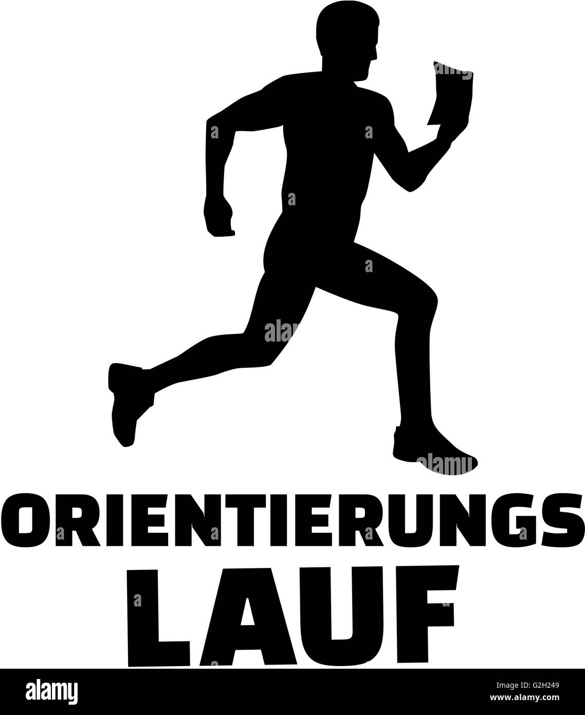 Orienteering with silhouette german Stock Photo