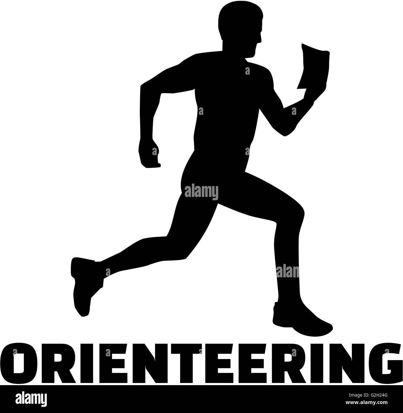 Orienteering silhouette with word Stock Photo