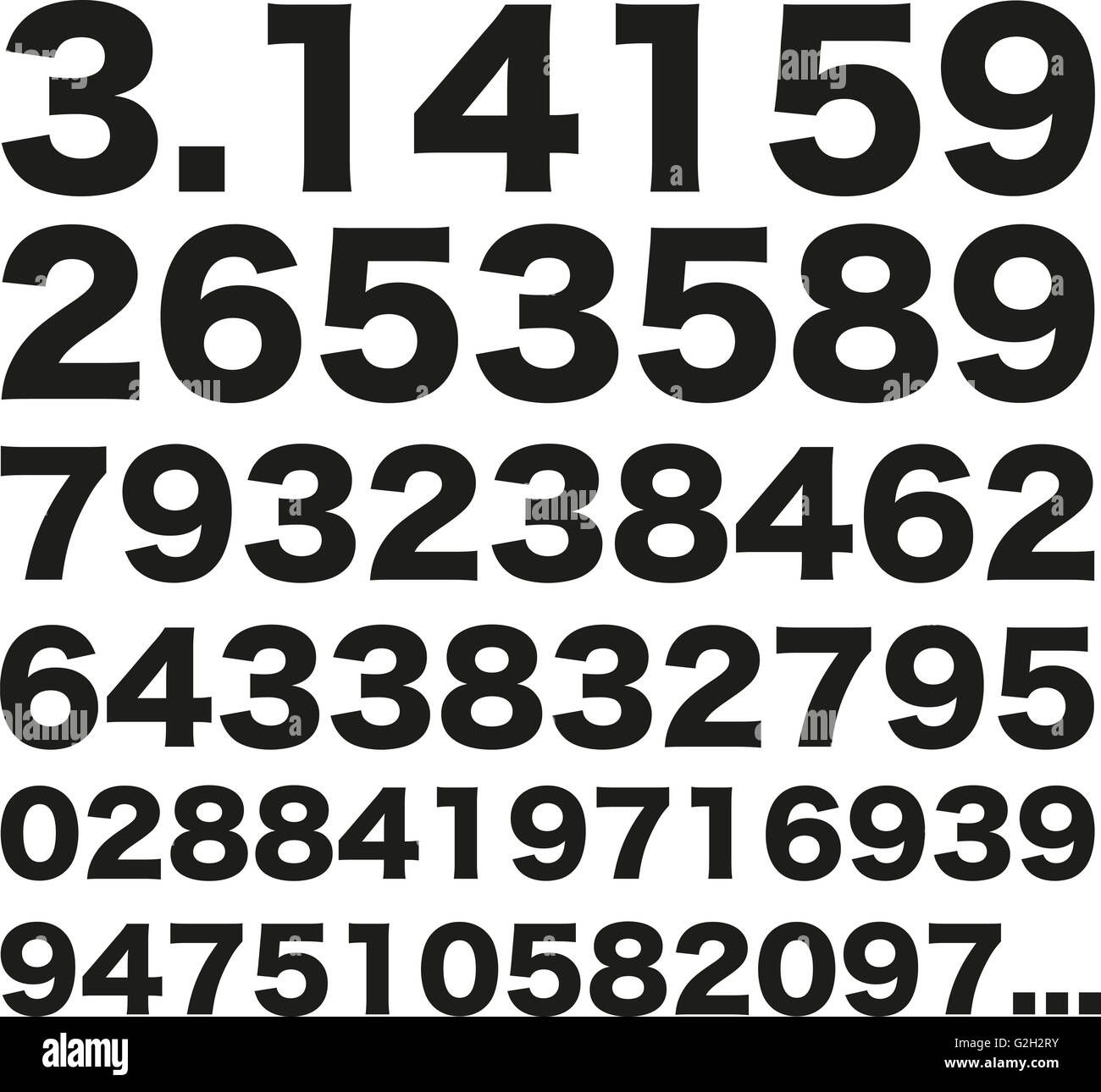 Pi number 3.141592653589 Stock Photo