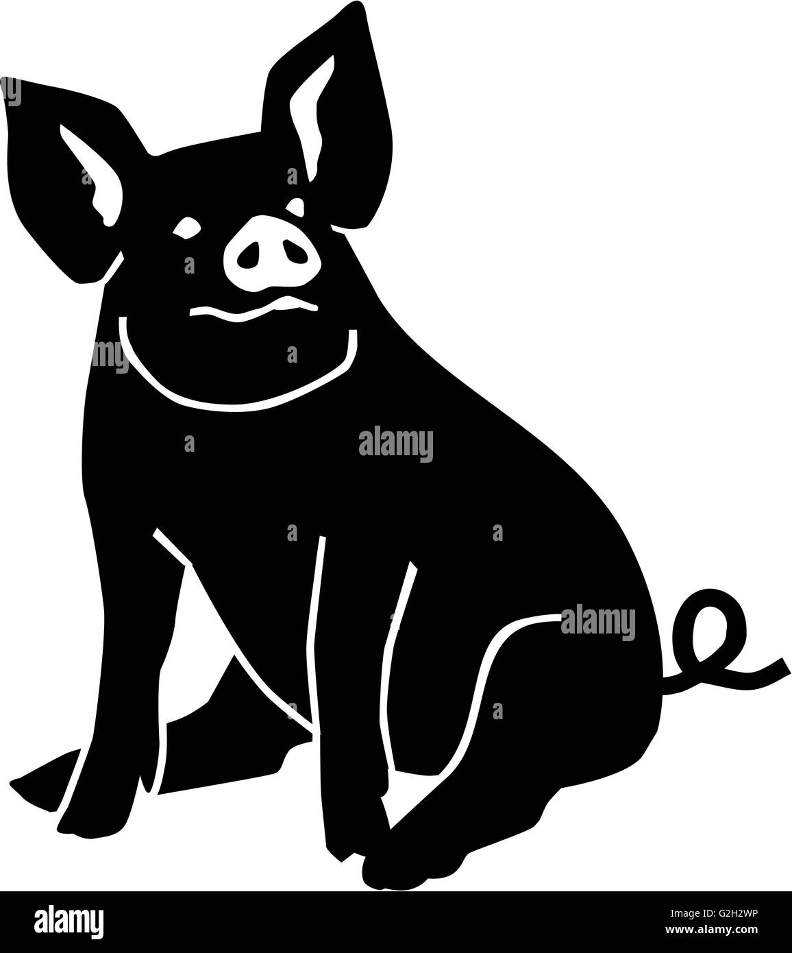 stepping stones clipart black and white pig