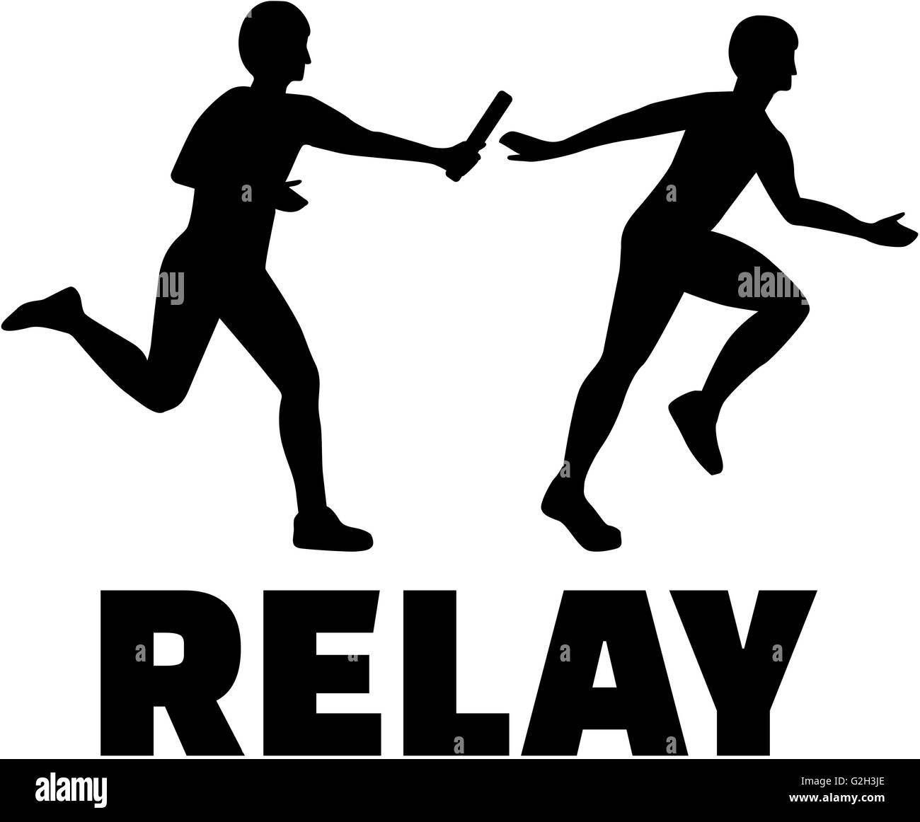 Silhouette people passing relay baton hires stock photography and