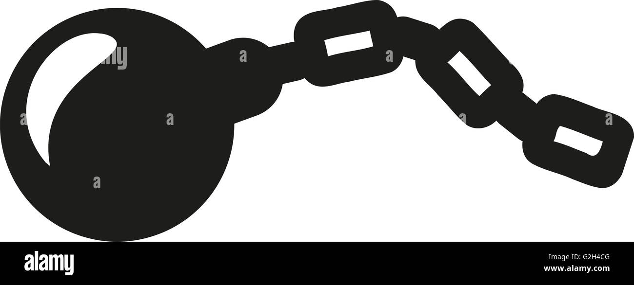 Shackle with iron ball pictogram Stock Photo