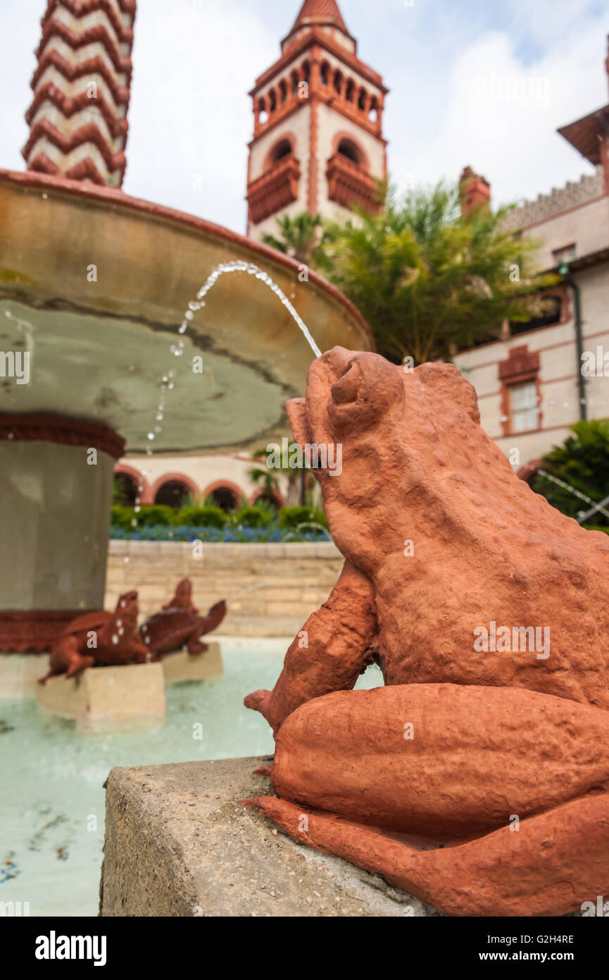 Frog fountain in the courtyard of Flagler College in St. Augustine, Florida, USA. Stock Photo