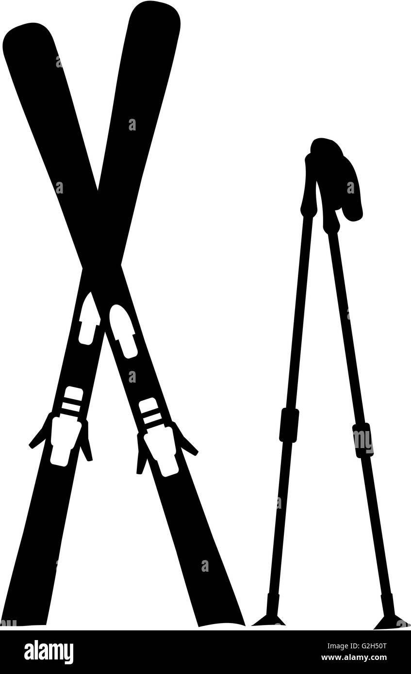 Ski Equipment Standing Snow Stock Photo Alamy