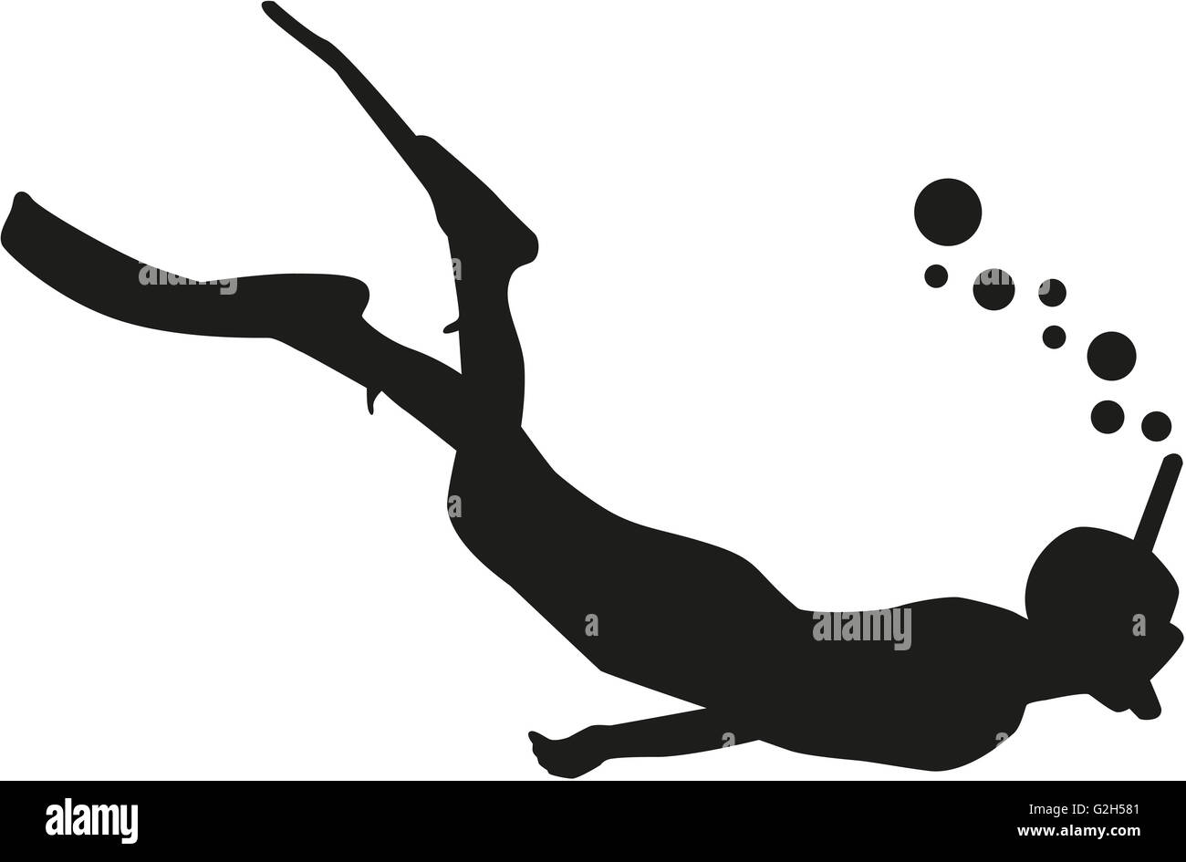 Vector snorkeling silhouette hi-res stock photography and images - Alamy