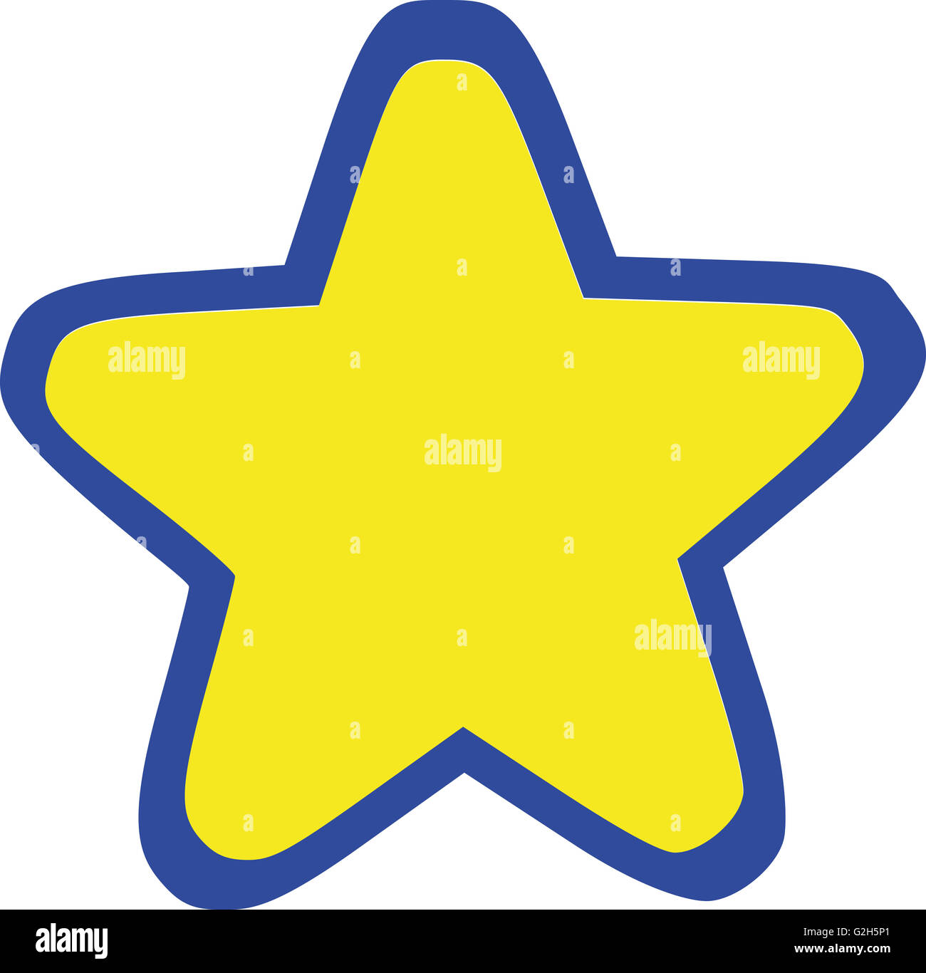 Yellow round star with blue outline Stock Photo - Alamy