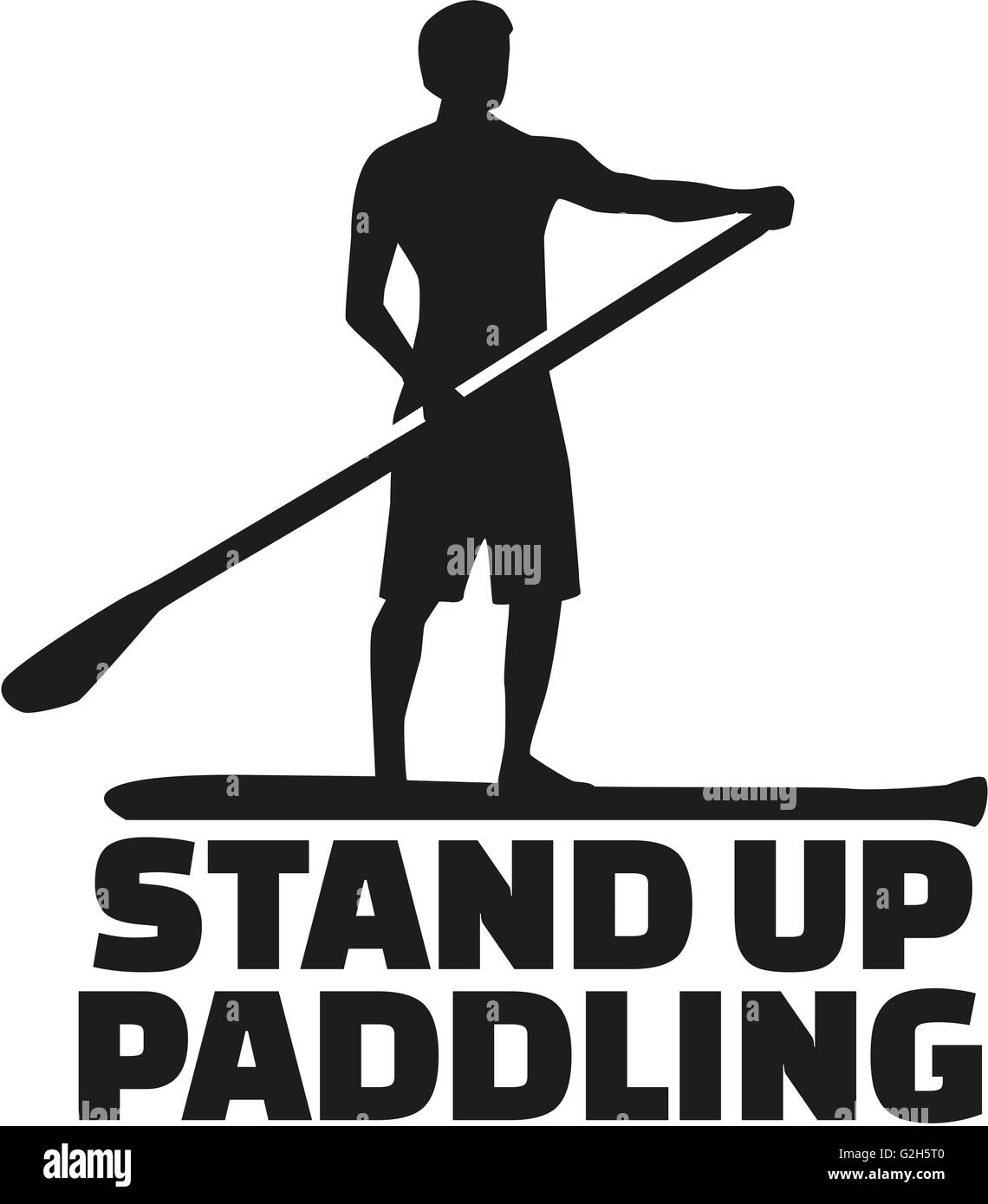 Stand up paddling word with silhouette Stock Photo Alamy