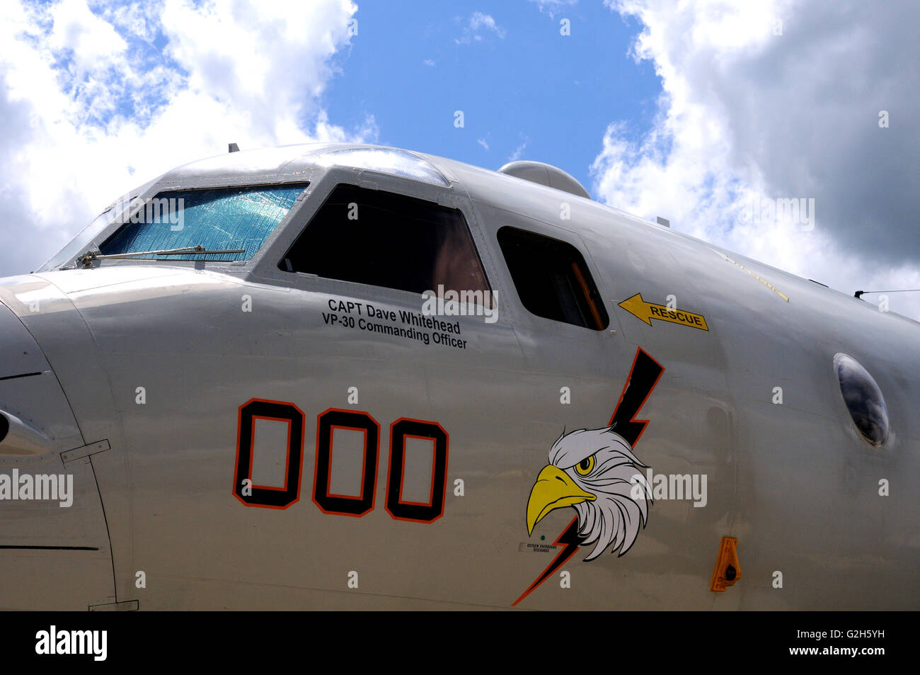 A U.S. Navy P-3 Orion on display at an airshow in Missouri, USA Stock Photo