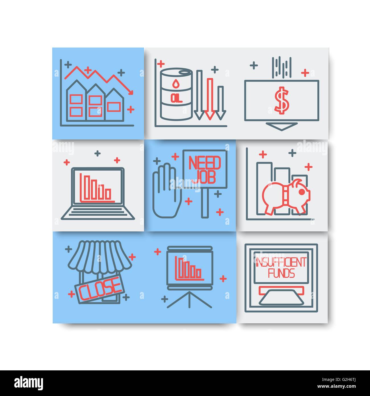 Set icons on a theme of economic crisis Stock Vector Image & Art - Alamy