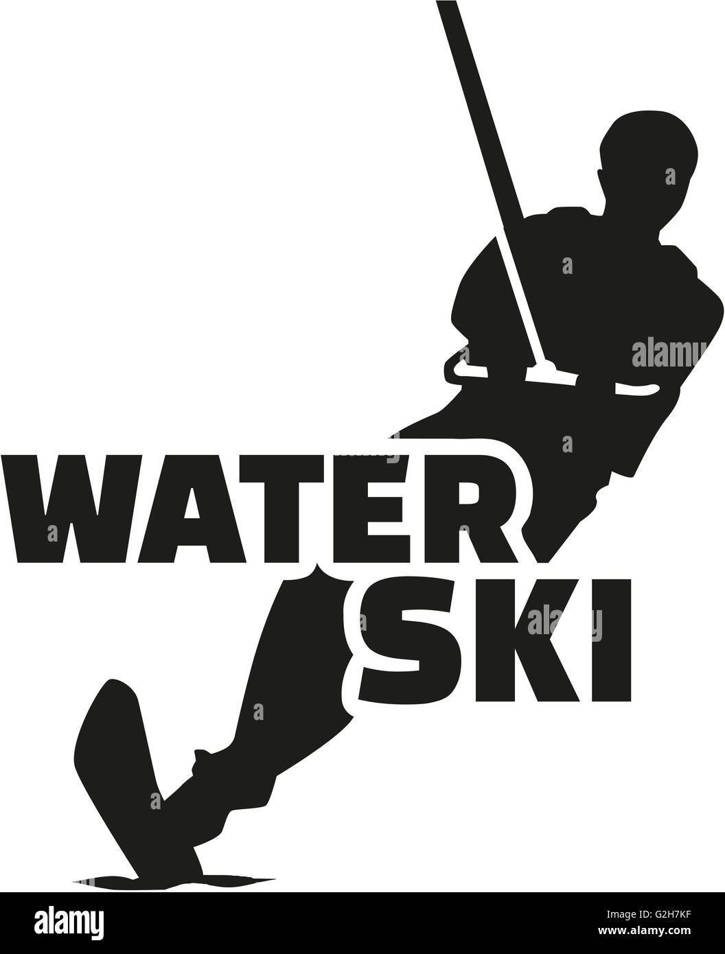 Water ski silhouette with word Stock Photo Alamy