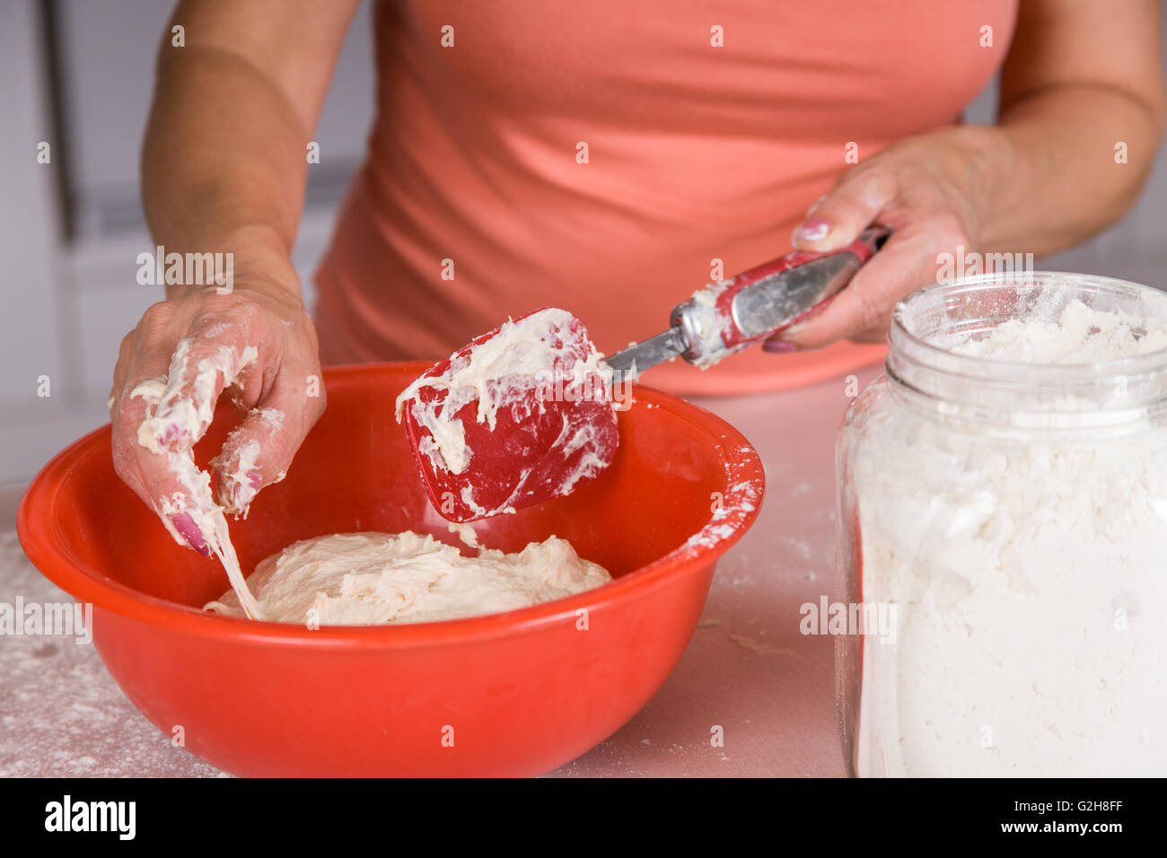 Breadmaking can be sticky and gooey before adequate flour has been