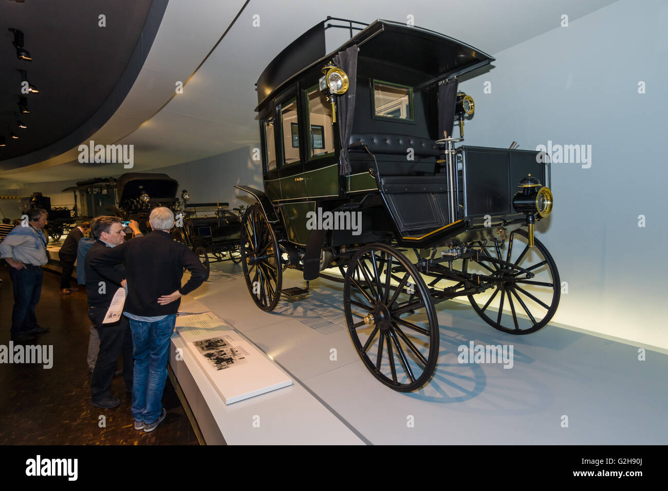 STUTTGART, GERMANY- MARCH 19, 2016: The first bus Benz Omnibus (Benz motorized bus), 1895. Mercedes-Benz Museum. Stock Photo