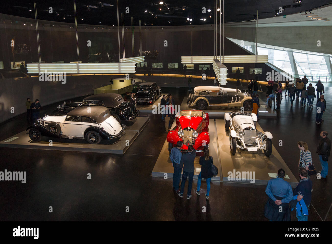 STUTTGART, GERMANY- MARCH 19, 2016: Exhibition Hall with the cars of the 20s and of 30th years of the 20th century. Stock Photo