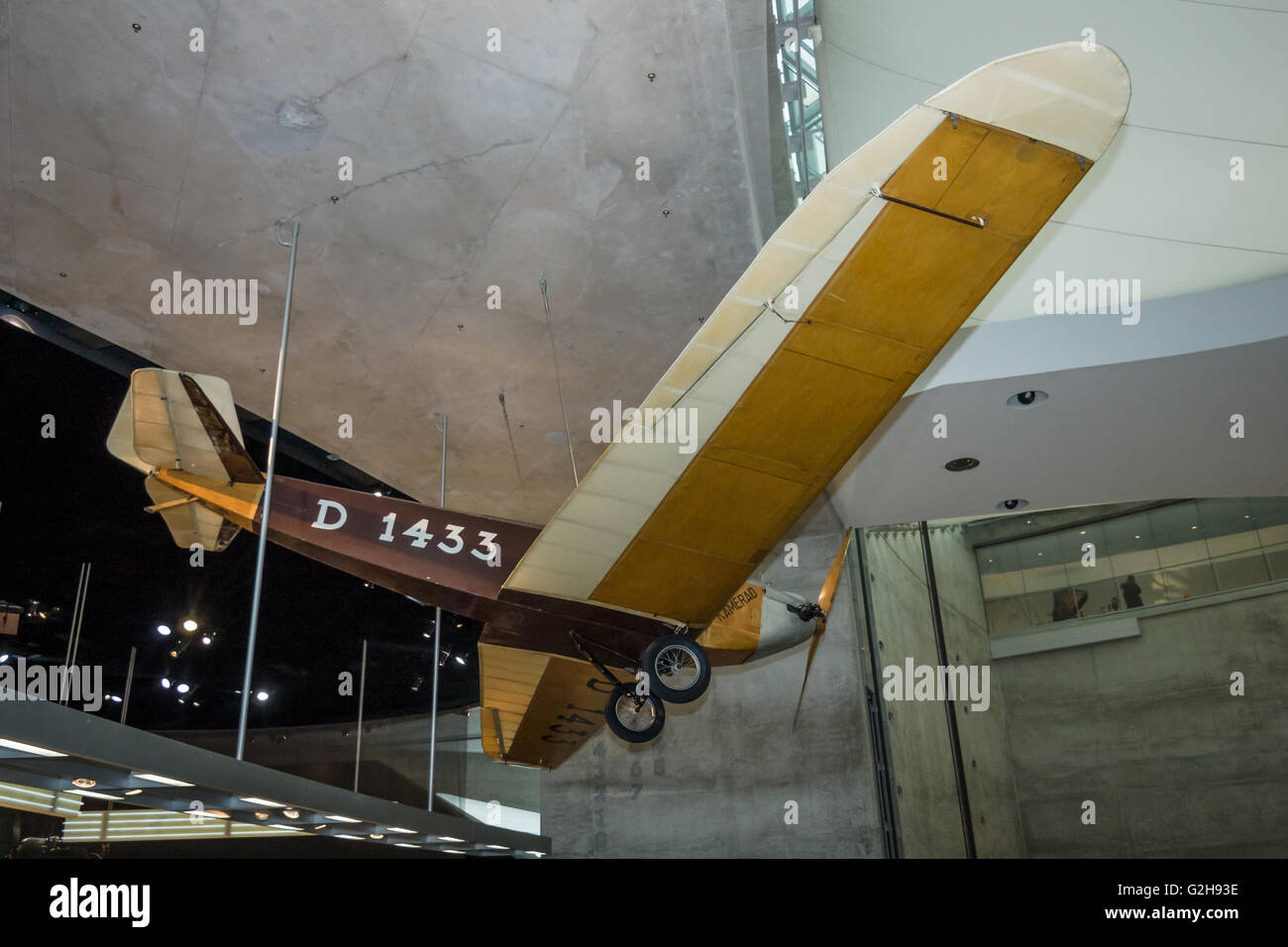 STUTTGART, GERMANY- MARCH 19, 2016: The lightweight aircraft Klemm-Daimler L20, 1928. Mercedes-Benz Museum. Stock Photo