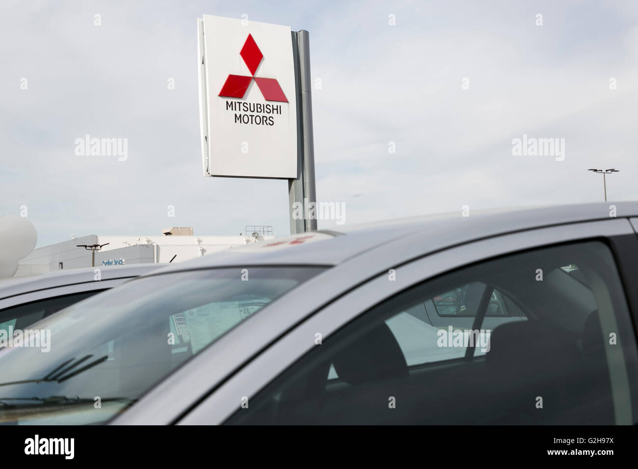 Mitsubishi cars on a dealer lot in Glen Burnie, Maryland on May 8, 2016. Stock Photo