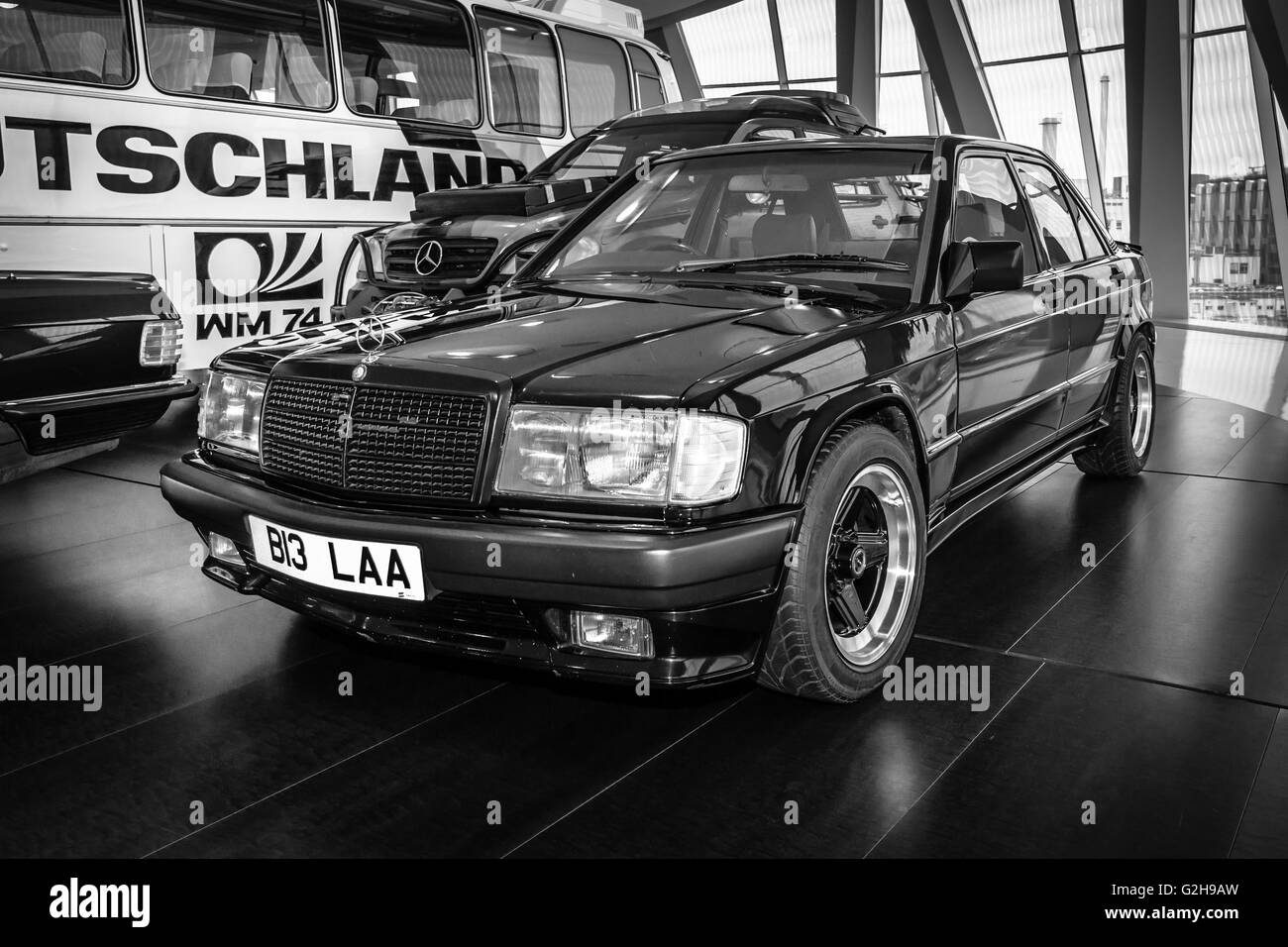 Compact executive car Mercedes-Benz 190E 2.3 AMG (W201), 1984. The owner of Ringo Starr (ex-musician and drummer of the Beatles) Stock Photo