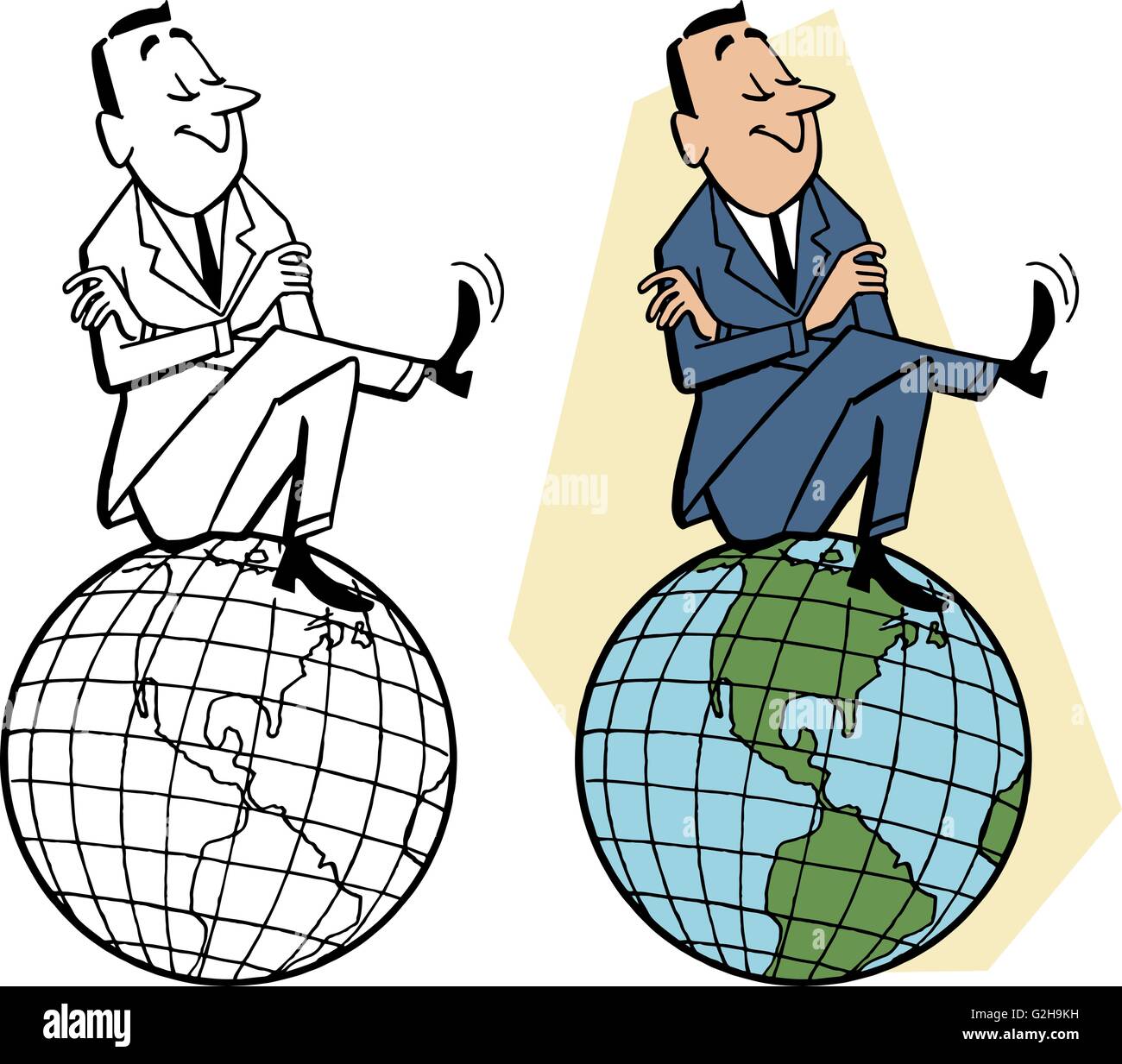 Man sitting on top of the world Stock Vector