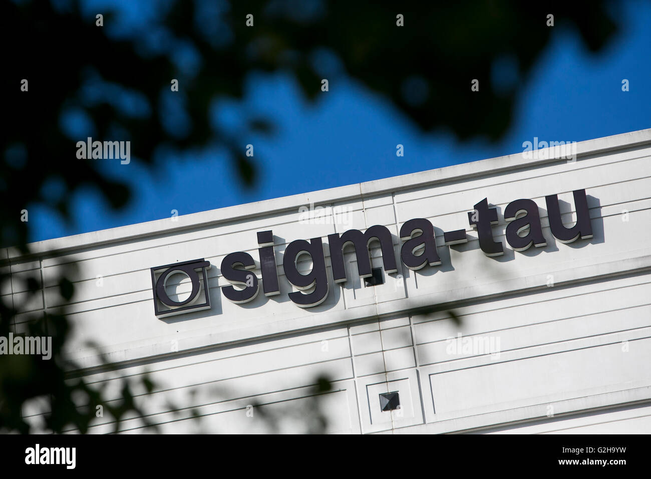 A logo sign outside of a facility occupied by Sigma-Tau Pharmaceuticals, Inc., in Gaithersburg, Maryland on May 29, 2016. Stock Photo