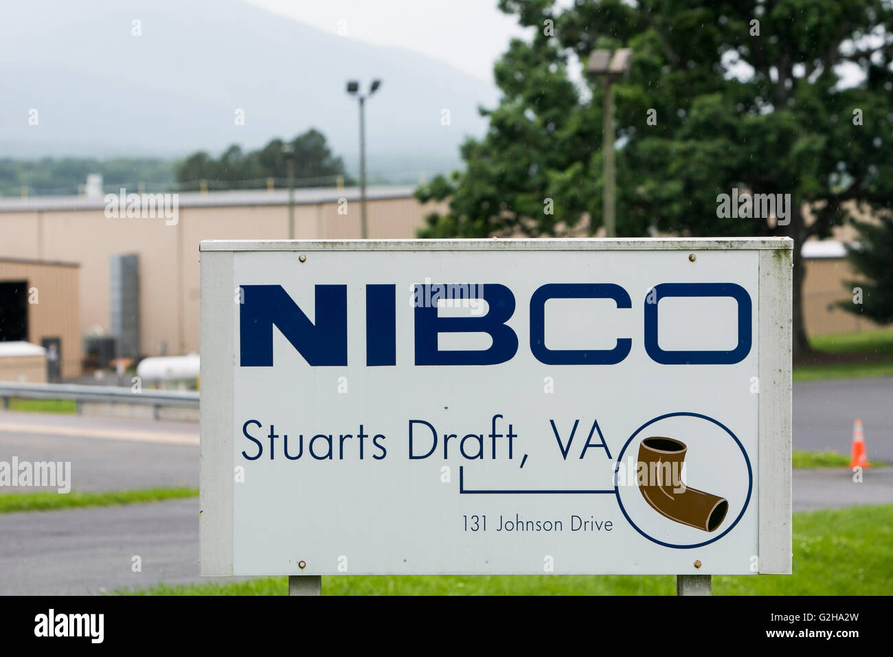 A logo sign outside of a facility occupied by NIBCO in Stuarts Draft