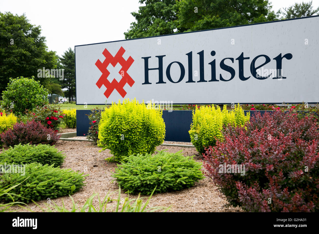 A logo sign outside of a facility occupied by the medical supply manufacturer, Hollister Inc., in Stuarts Draft, Virginia on May Stock Photo