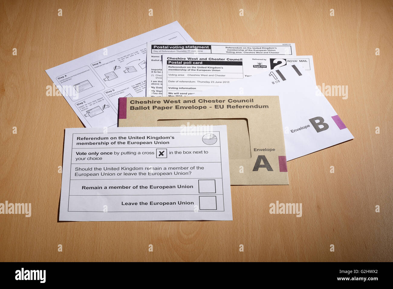 Postal voting forms for the UK referendum on membership of the EU arrive at a house in Chester, UK. 1st June 2016. Andrew Paterson/Alamy Live News Stock Photo