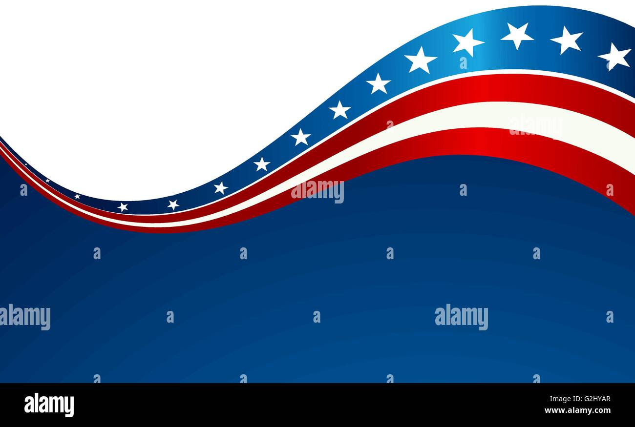 Patriotic wave background. USA flag. Independence Day banner Stock Vector