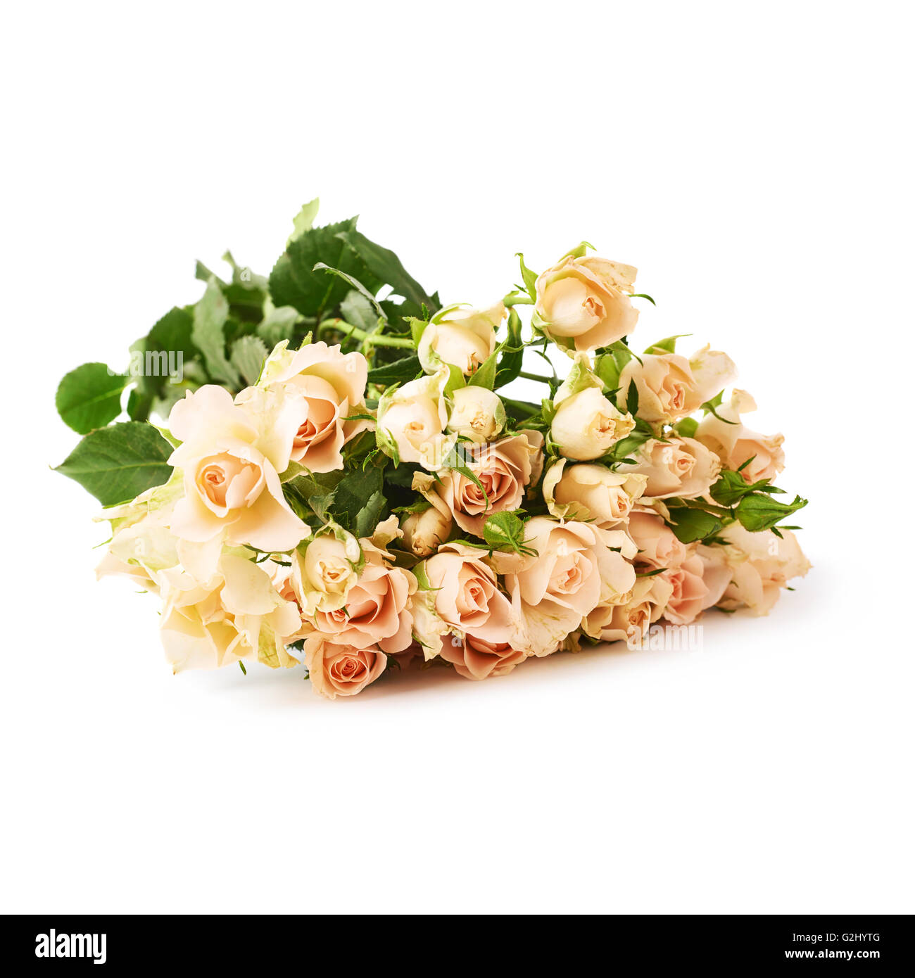 Bouquet of roses over white isolated background Stock Photo - Alamy