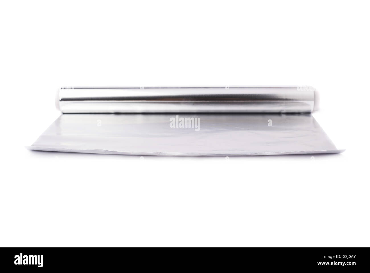 Roll of aluminium foil paper over isolated white background Stock Photo