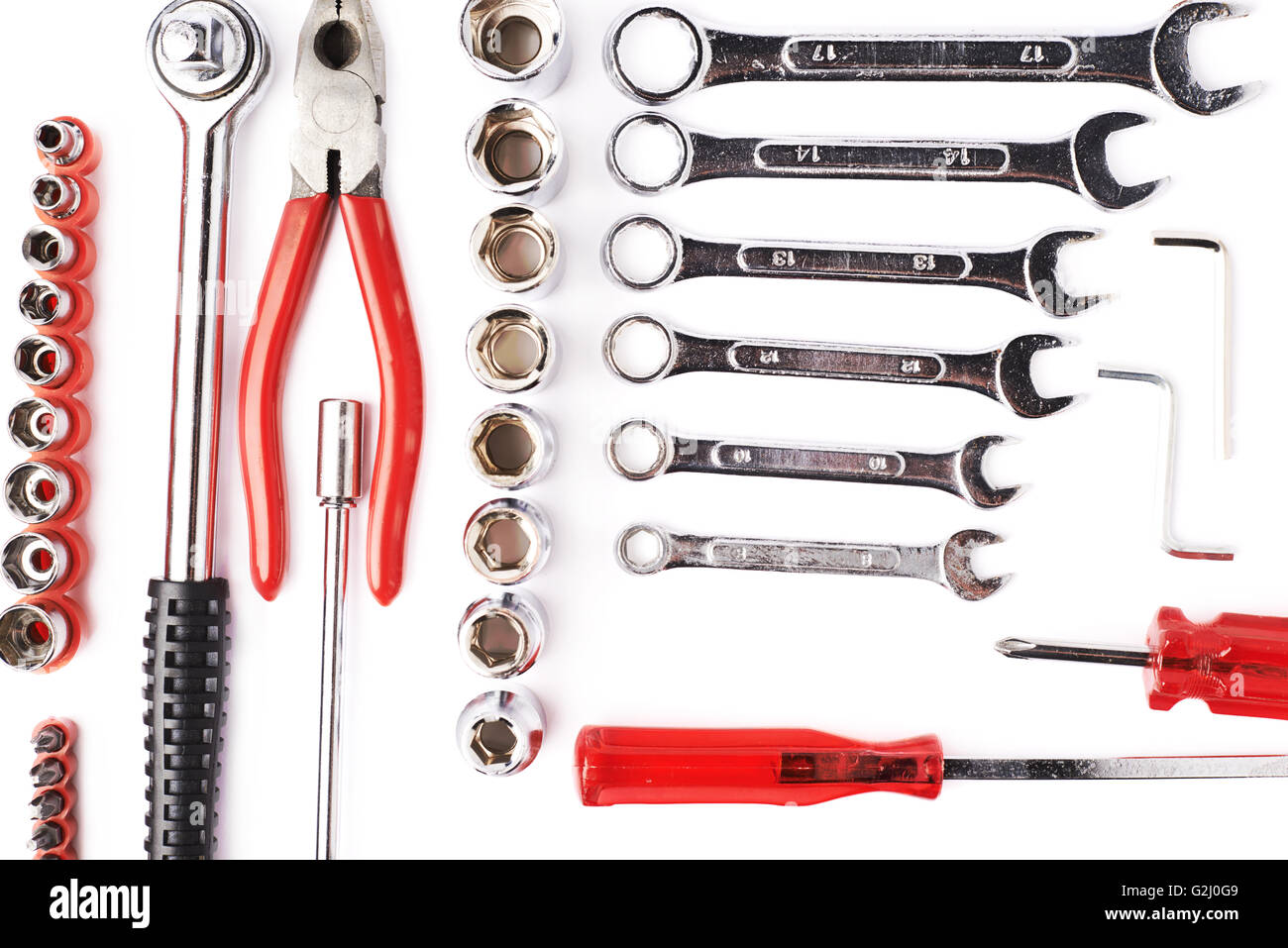 Set of tools over white isolated background Stock Photo - Alamy