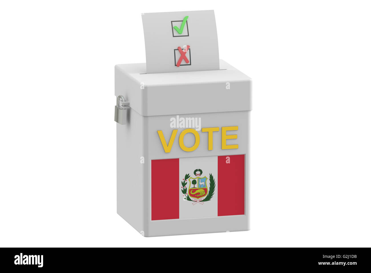ballot box with flag of Peru, 3D rendering isolated on white background ...
