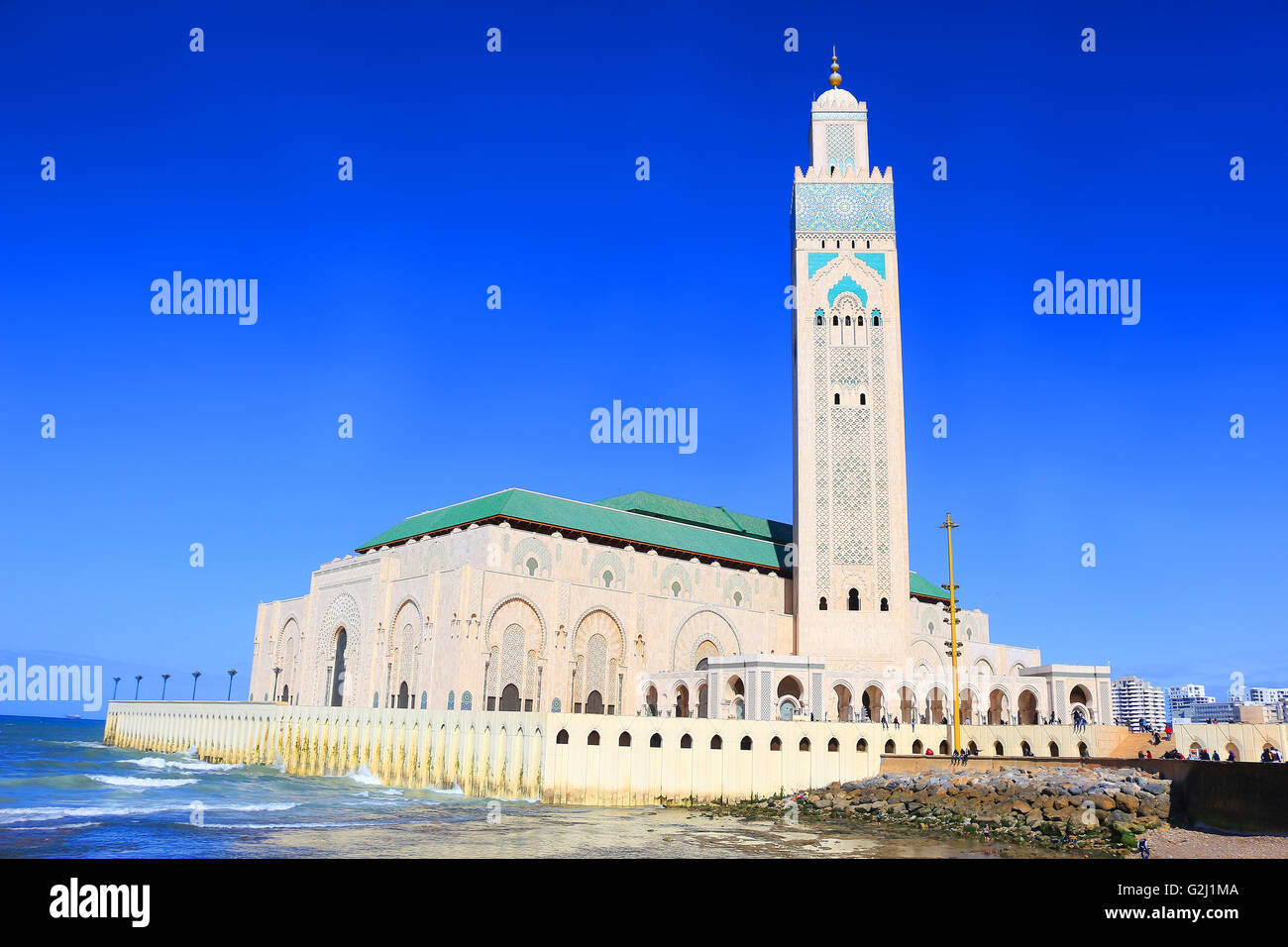 Hassan II Mosque by the ocean in Casablanca, Morocco Stock Photo