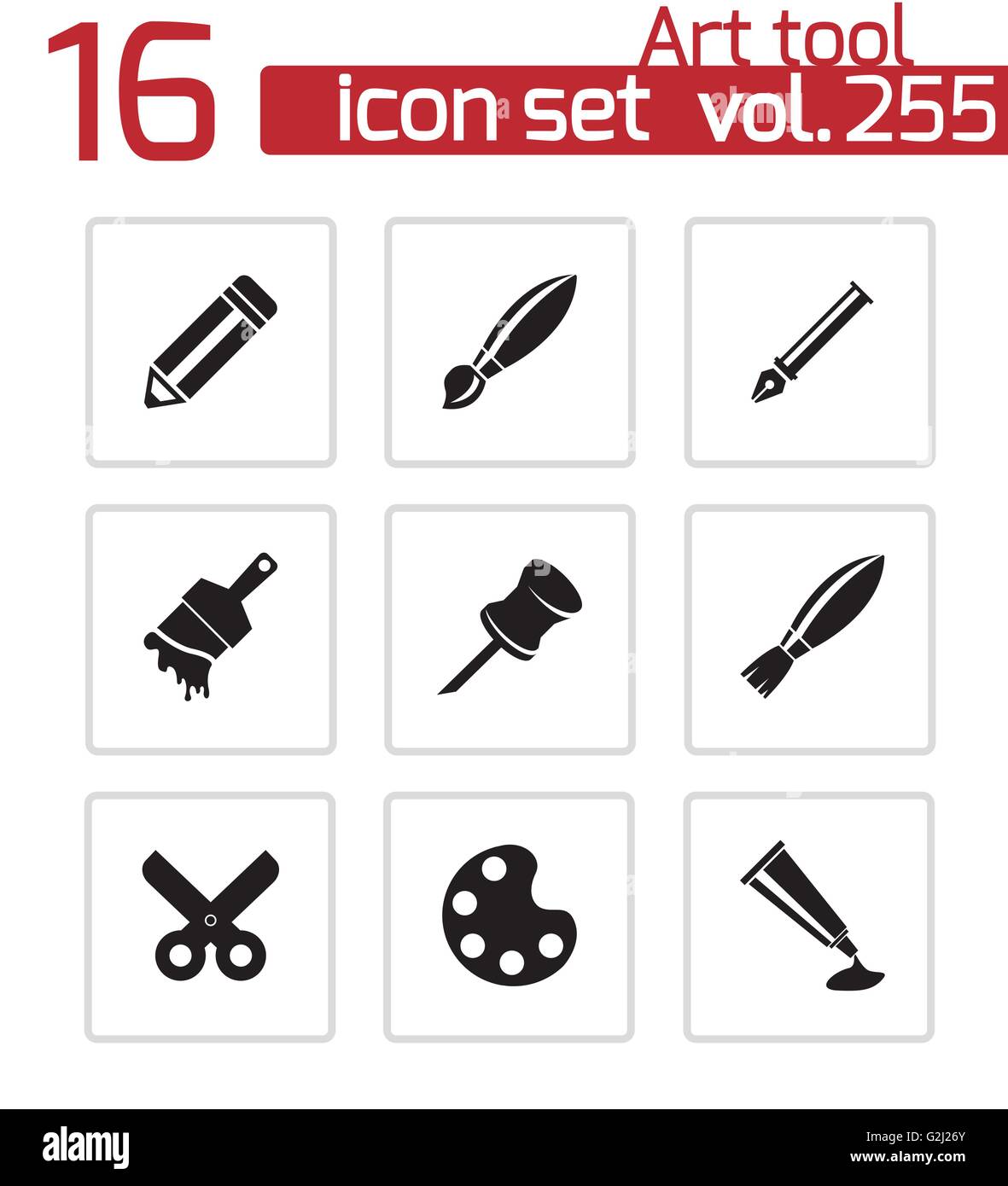 Vector black art tool icons set Stock Vector Image & Art - Alamy