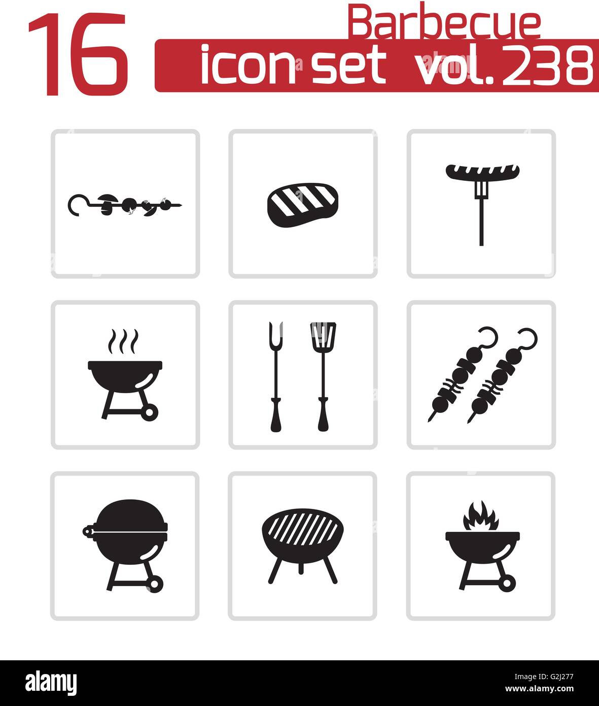 Vector black barbecue icons set Stock Vector Image & Art - Alamy