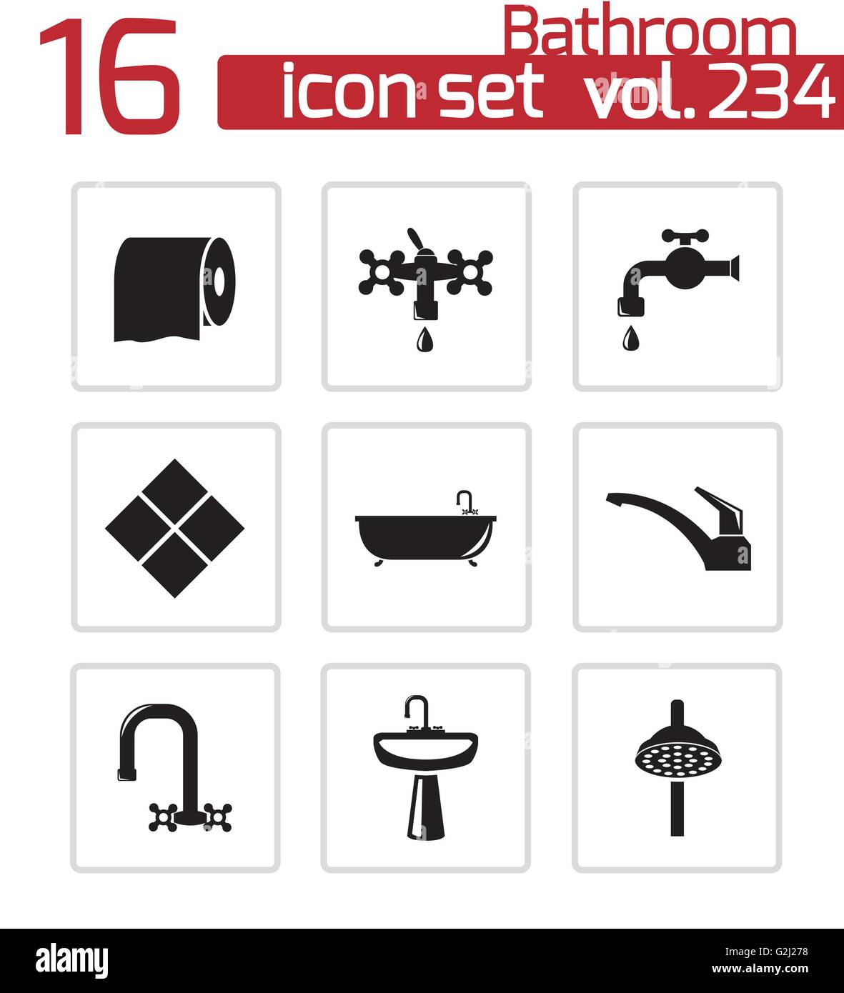Vector black bathroom icons set Stock Vector Image & Art - Alamy