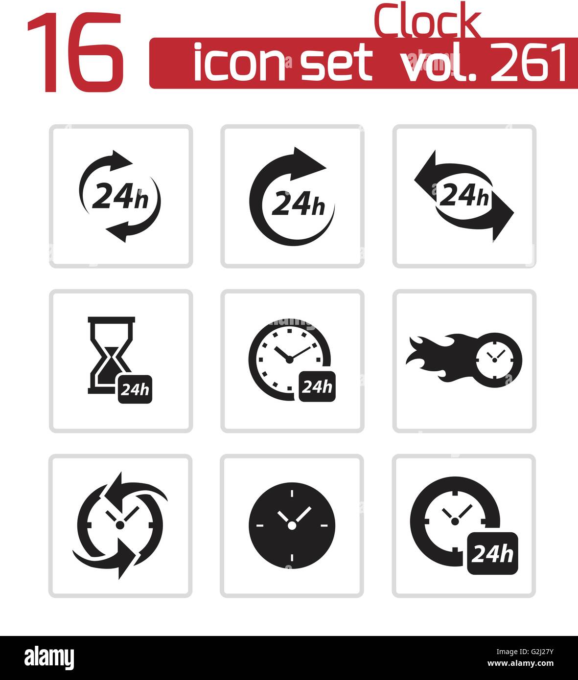 Vector black clock icons set Stock Vector Image & Art - Alamy