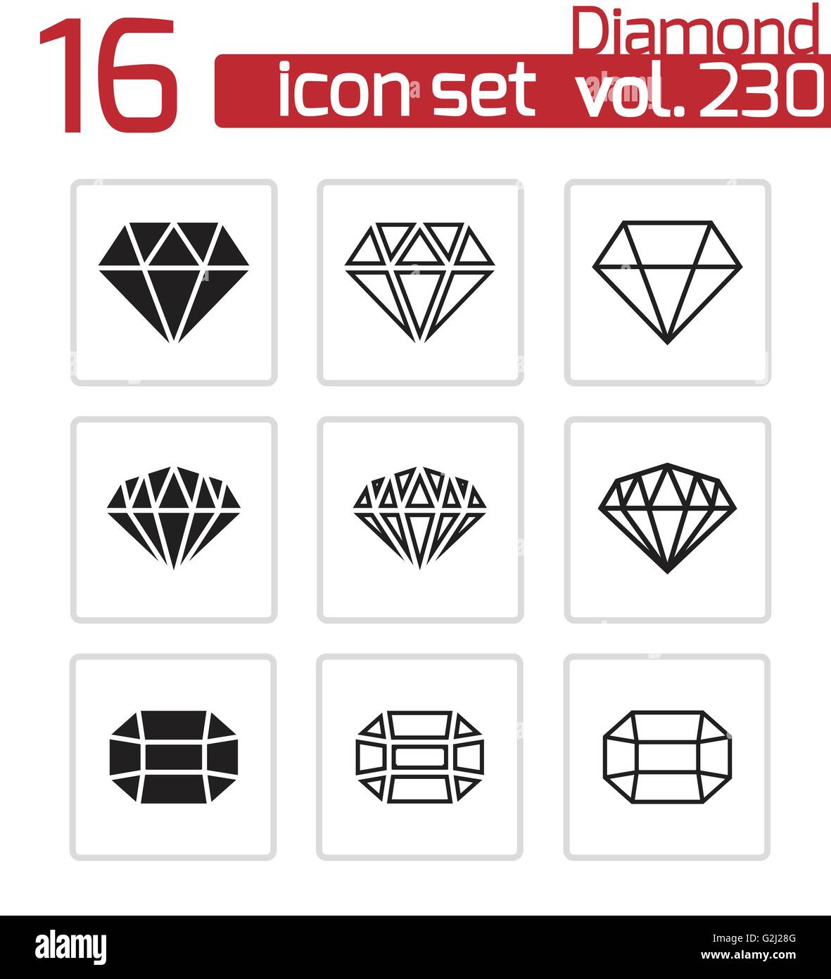 Vector black diamond icons set Stock Vector Image & Art - Alamy