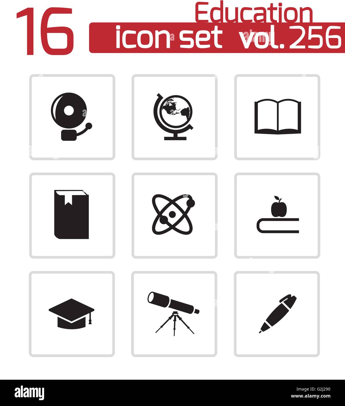 Vector black education icons set Stock Vector Image & Art - Alamy