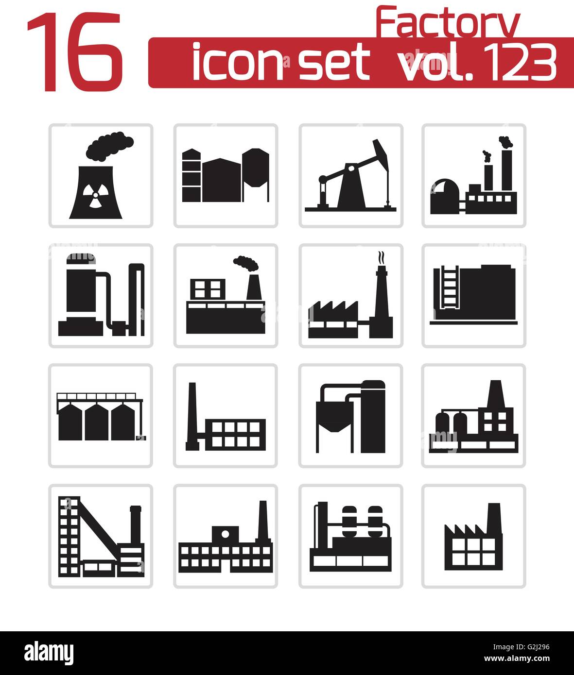 Vector black factory icons set Stock Vector Image & Art - Alamy