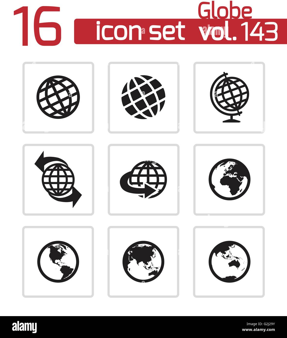 Vector black globe icons set Stock Vector Image & Art - Alamy