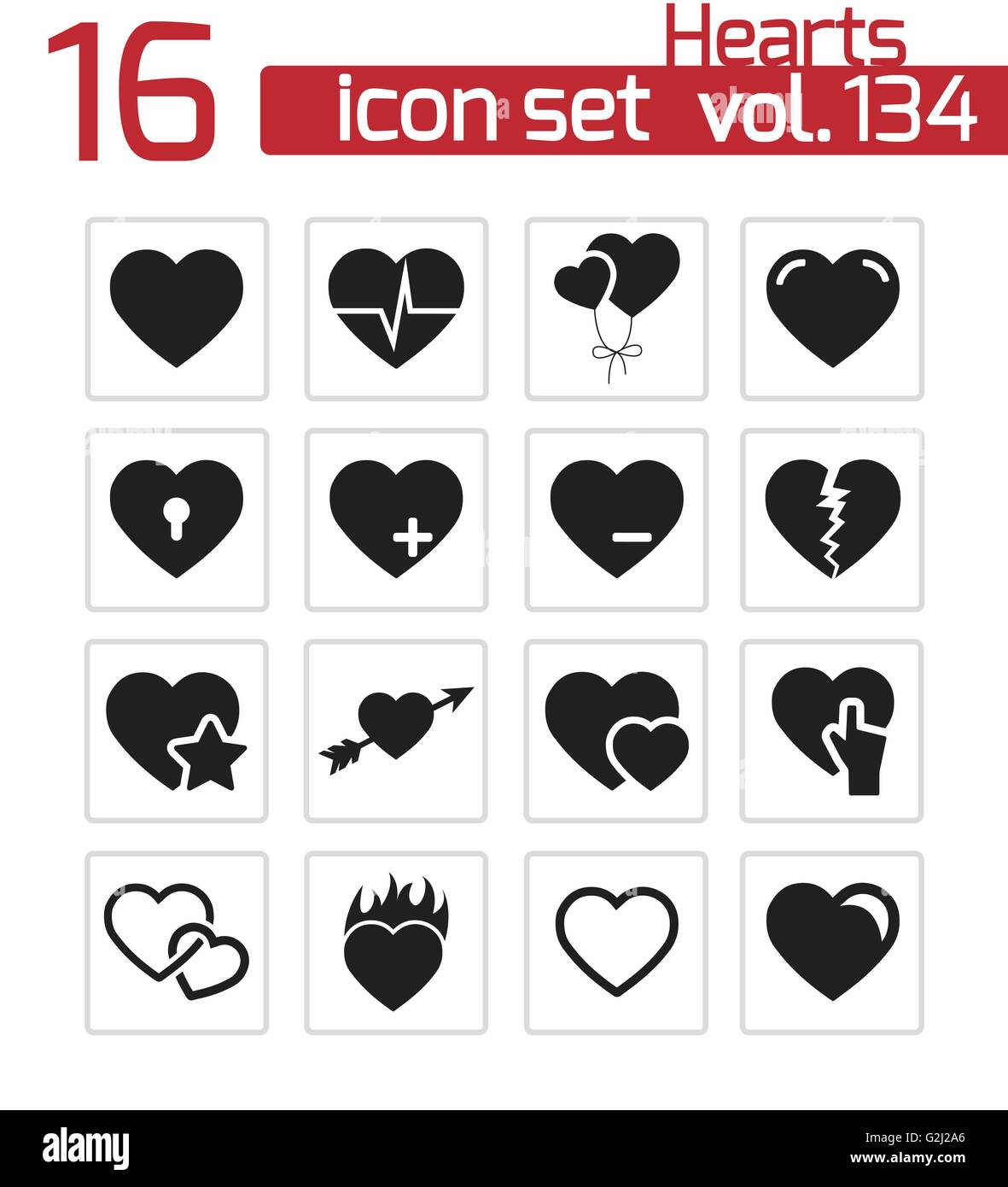 Vector black hearts icons set Stock Vector Image & Art - Alamy