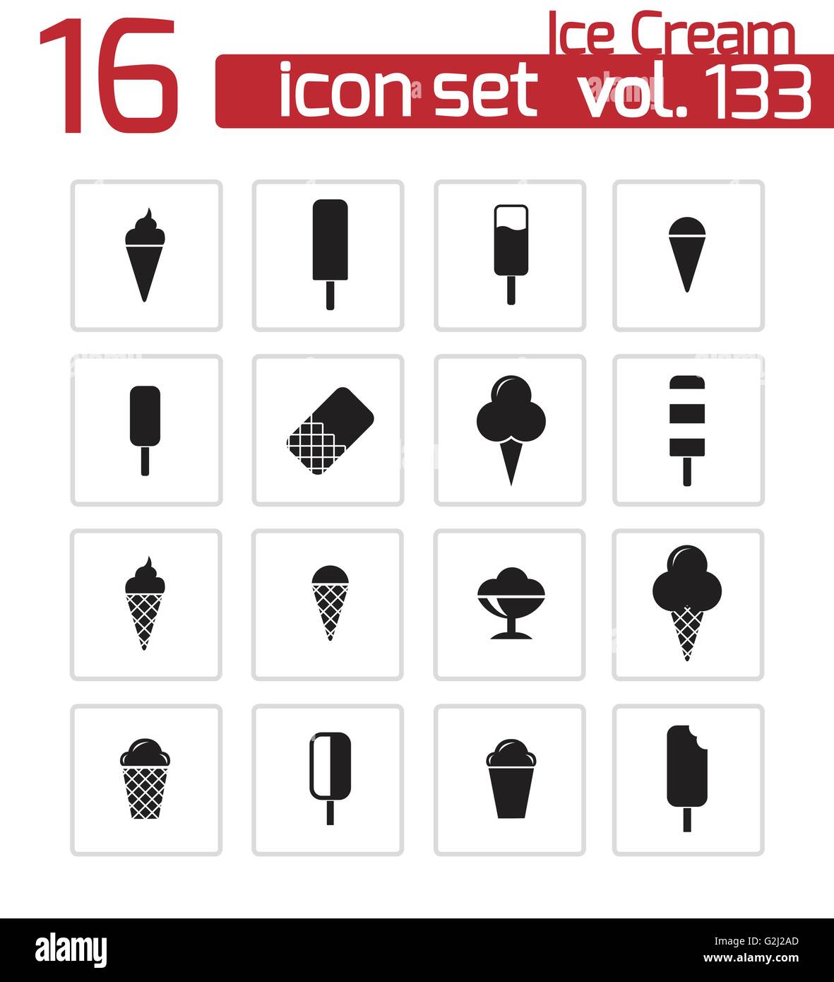 Vector black ice cream icons set Stock Vector Image & Art - Alamy