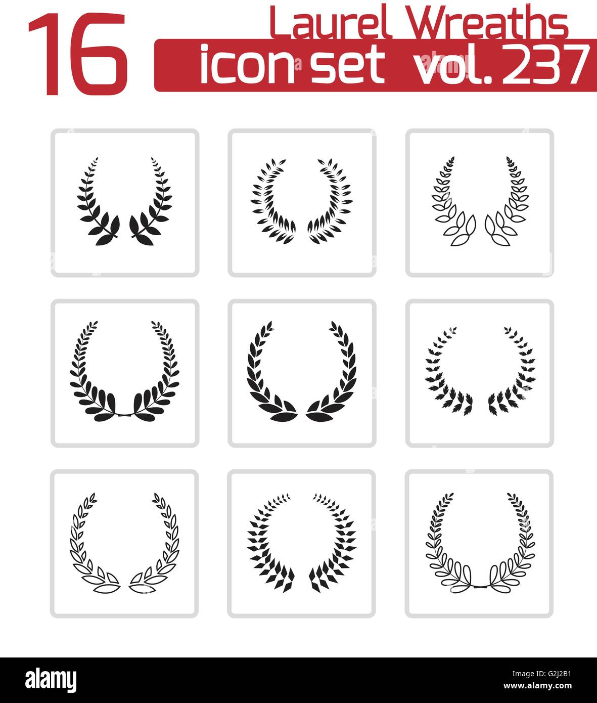 Vector black laurel wreaths icons set Stock Vector Image & Art - Alamy